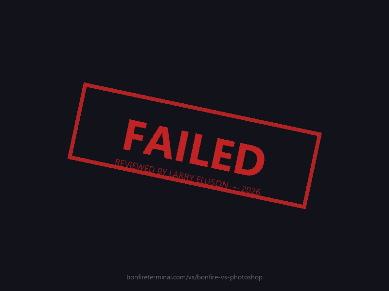 Adobe Photoshop FAILED stamp review by Larry Ellison